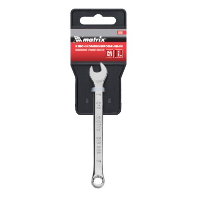 Ключ комбинированный, 7 мм, CrV, полированный хром Matrix