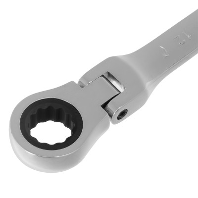 Ключ комбинированный трещоточный, 12 мм, CrV, шарнирный, зеркальный хром Matrix Professional