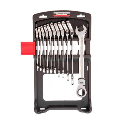 Набор ключей комбинированных, трещоточных шарнирных 11 шт. Matrix Набор ключей комбинированных, трещоточных шарнирных 11 шт. Matrix