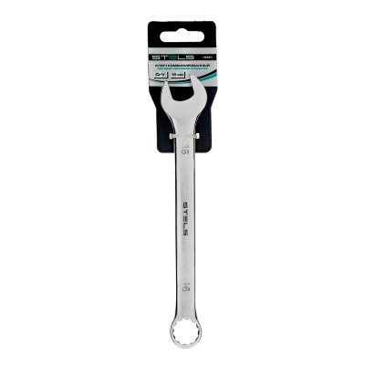 Ключ комбинированный, 16 мм, CrV, матовый хром Stels