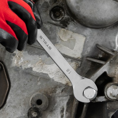 Ключ комбинированный, 18 мм, CrV, матовый хром Stels