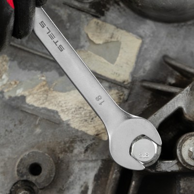 Ключ комбинированный, 18 мм, CrV, матовый хром Stels