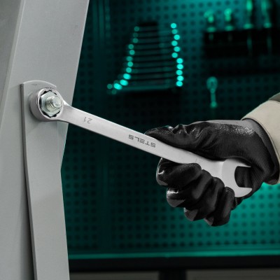 Ключ комбинированный, 21 мм, CrV, матовый хром Stels