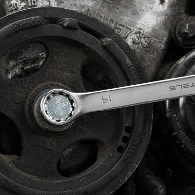 Набор ключей комбинированных, 8-19 мм, 8 шт, CrV, матовый хром Stels