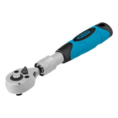 Ключ-трещотка телескопический 1/4", 150-200 мм, CrV, 72 зуба, с быстрым сбросом, хром Gross