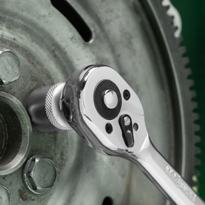 Ключ-трещотка 3/8", 45 зубьев, цельнометаллический, с быстрым сбросом, CrV, хром Сибртех