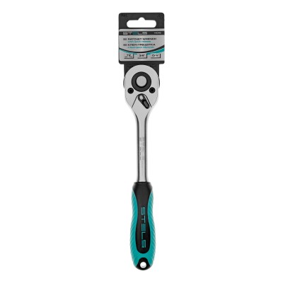 Ключ-трещотка 3/8", CrV, 72 зуба, с быстрым сбросом, матовый хром Stels Ключ-трещотка 3/8", CrV, 72 зуба, с быстрым сбросом, матовый хром Stels