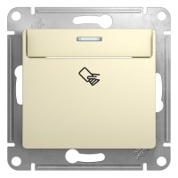 GLOSSA ВЫКЛЮЧАТЕЛЬ карточный с подсветкой, 10А, без задержки отключения, механизм, БЕЖЕВЫЙ
