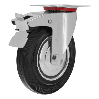 Колесо поворотное с тормозом D 125 мм, крепление платформенное Сибртех