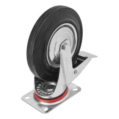 Колесо поворотное с тормозом D 125 мм, крепление платформенное Сибртех