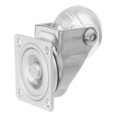 Колесо ПУ прозрачное поворотное d-35 мм, крепление платформенное Сибртех