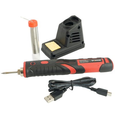 Паяльник беспроводной 8W, нихромовый нагреватель, 1800 mAh, 5В, красный/черный, PLE801-08