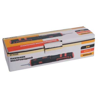 Паяльник беспроводной 8W, нихромовый нагреватель, 1800 mAh, 5В, красный/черный, PLE801-08