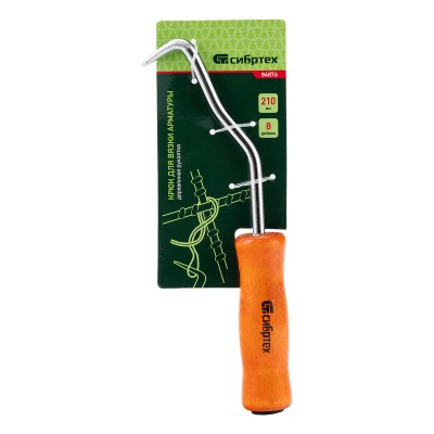 Крюк для вязки арматуры, 210 мм, деревянная рукоятка Сибртех Крюк для вязки арматуры, 210 мм, деревянная рукоятка Сибртех