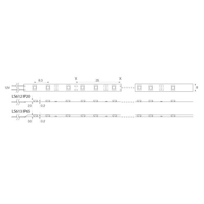 Светодиодная LED лента Feron LS612, 120SMD(2835)/m 9.6W/m 12V 5m 6500К Артикул 27729