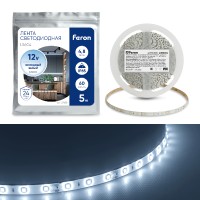 Светодиодная LED лента Feron LS604, 60SMD(2835)/m 4.8W/m 12V IP65 5m, 6500К Артикул 27638 Светодиодная LED лента Feron LS604, 60SMD(2835)/m 4.8W/m 12V IP65 5m, 6500К Артикул 27638