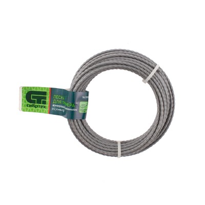 Леска для триммера квадратная витая, армированная алюминием, 2.4 мм х 10 м, Сибртех