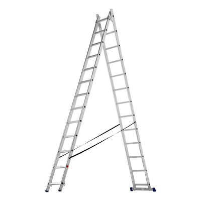 Лестница, 2 х 13 ступеней, алюминиевая, двухсекционная, Сибртех