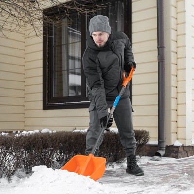 Лопата для уборки снега пластиковая, 400х405х1380 мм, стальной черенок, усиленная Сибртех Лопата для уборки снега пластиковая, 400х405х1380 мм, стальной черенок, усиленная Сибртех