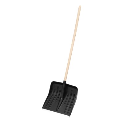 Лопата для уборки снега пластиковая, 420 х 425 х 1550 мм, деревянный черенок, Сибртех