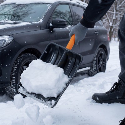 Лопата для уборки снега полипропиленовая, 275х365х790 мм, стальной черенок, Stels