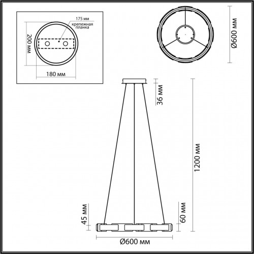 4991/55L L-VISION ODL23 381 черный/золотой/металл/акрил Люстра LED 55W 3000K FIERRO Odeon Light