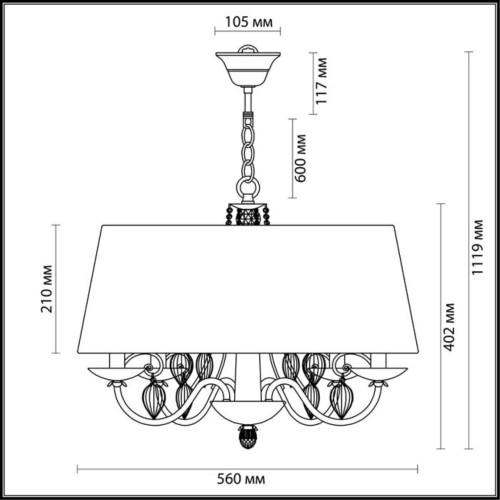 3921/4 CLASSIC ODL18 672 бронза/ткань/стекло Люстра IP20 E14 4*40W 220V NIAGARA Odeon Light