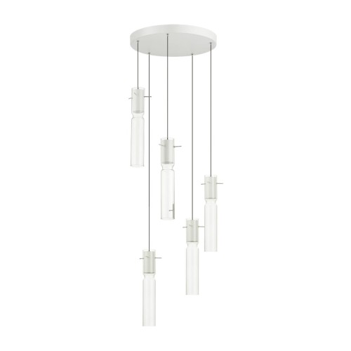 5058/25LB PENDANT ODL24 325 белый/прозрачный/металл/стекло Люстра каскадная LED 5*5W 3000K SCROW Odeon Light