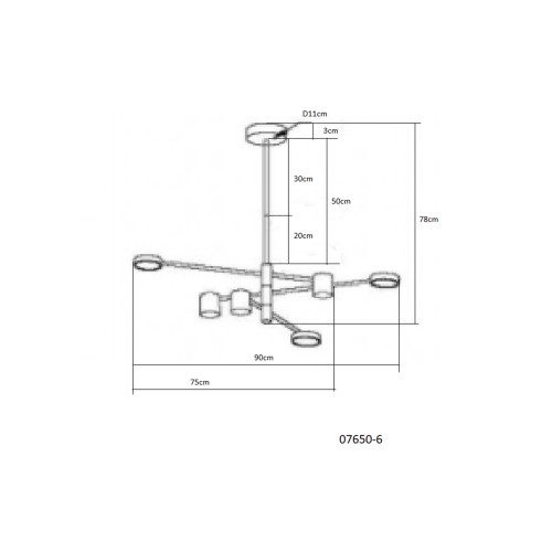 07650-6,33(3000K) Люстра Мекли золото d90 h78 Led 3*6w+3*8w (3000K)