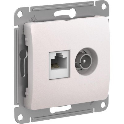 GLOSSA РОЗЕТКА двойная ТВ + компьютерная RJ45 кат. 5e, механизм, ПЕРЛАМУТР
