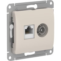GLOSSA РОЗЕТКА двойная ТВ + компьютерная RJ45 кат. 5e, механизм, МОЛОЧНЫЙ