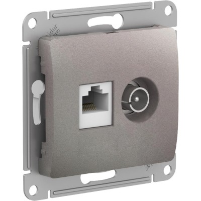 GLOSSA РОЗЕТКА двойная ТВ + компьютерная RJ45 кат. 5e, механизм, ПЛАТИНА