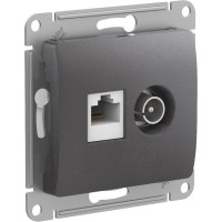 GLOSSA РОЗЕТКА двойная ТВ + компьютерная RJ45 кат. 5e, механизм, ГРАФИТ GLOSSA РОЗЕТКА двойная ТВ + компьютерная RJ45 кат. 5e, механизм, ГРАФИТ