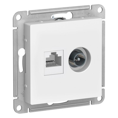 ATLASDESIGN РОЗЕТКА двойная ТВ + компьютерная RJ45 кат. 5e, механизм, БЕЛЫЙ