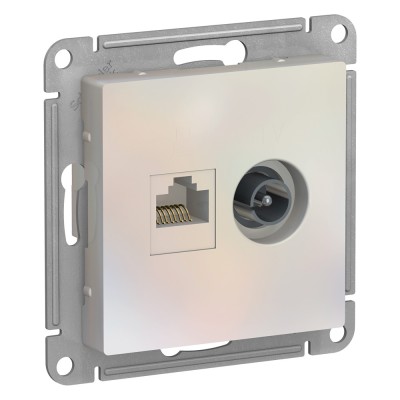 ATLASDESIGN РОЗЕТКА двойная ТВ + компьютерная RJ45 кат. 5e, механизм, ЖЕМЧУГ