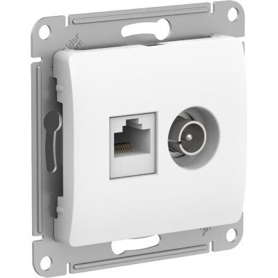 GLOSSA РОЗЕТКА двойная ТВ + компьютерная RJ45 кат. 5e, механизм, БЕЛЫЙ
