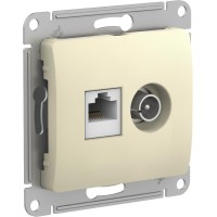 GLOSSA РОЗЕТКА двойная ТВ + компьютерная RJ45 кат. 5e, механизм, БЕЖЕВЫЙ