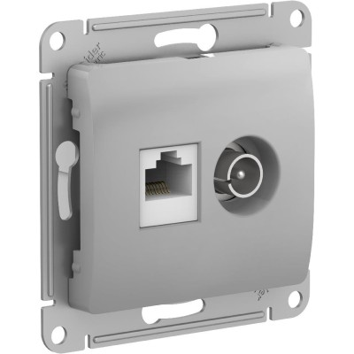 GLOSSA РОЗЕТКА двойная ТВ + компьютерная RJ45 кат. 5e, механизм, АЛЮМИНИЙ