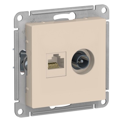 ATLASDESIGN РОЗЕТКА двойная ТВ + компьютерная RJ45 кат. 5e, механизм, БЕЖЕВЫЙ
