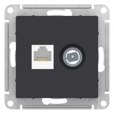 ATLASDESIGN РОЗЕТКА двойная ТВ + компьютерная RJ45 кат. 5e, механизм, КАРБОН