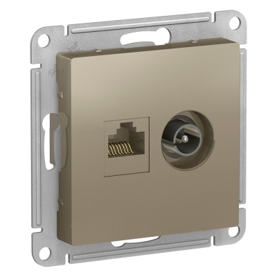 ATLASDESIGN РОЗЕТКА двойная ТВ + компьютерная RJ45 кат. 5e, механизм, ШАМПАНЬ