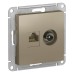 ATLASDESIGN РОЗЕТКА двойная ТВ + компьютерная RJ45 кат. 5e, механизм, ШАМПАНЬ