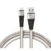 Кабель USB-A – Lightning, 2,4A, 1м, в белой нейлоновой оплетке, плоский REXANT