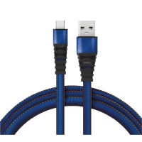 Кабель USB-A – micro USB, 2А, 1м, в джинсовой тканевой оплетке, плоский REXANT