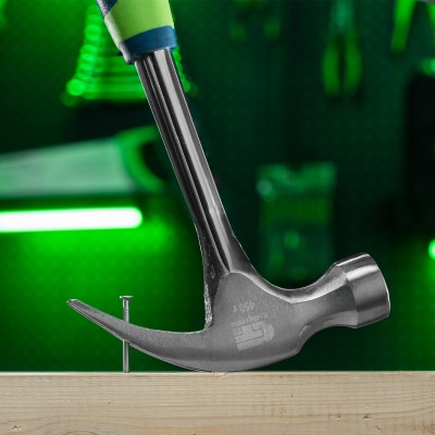 Молоток-гвоздодер, металлическая трубчатая обрезиненная рукоятка, вес 450 г, боек 27 мм Сибртех