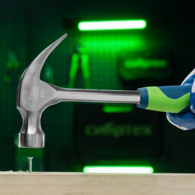 Молоток-гвоздодер, металлическая трубчатая обрезиненная рукоятка, вес 450 г, боек 27 мм Сибртех