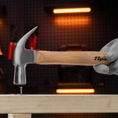Молоток-гвоздодер, 450 г, боек 27 мм, деревянная рукоятка Sparta