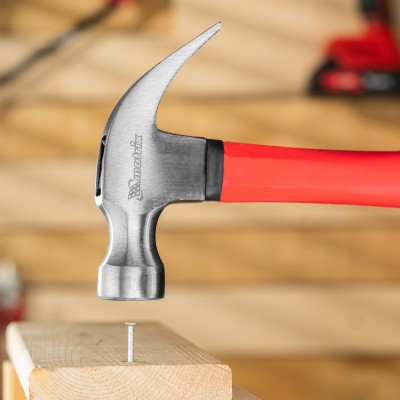 Молоток-гвоздодер optimal, 450 г, фибергласовая обрезиненная рукоятка Matrix