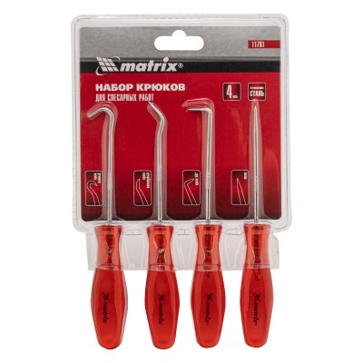 Набор крюков для слесарных работ, 4 шт Matrix Набор крюков для слесарных работ, 4 шт Matrix