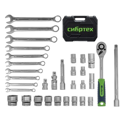 Набор инструментов, 1/2", пластиковый кейс, 32 предмета// Сибртех Набор инструментов, 1/2", пластиковый кейс, 32 предмета// Сибртех